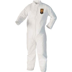 KleenGuard - Size L Film Laminate Chemical Resistant Coveralls - White, Zipper Closure, Open Cuffs, Open Ankles - Exact Industrial Supply