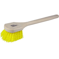 20″ Utility Scrub Brush, Yellow Polypropylene Fill, Long Handle, Foam Block - Exact Industrial Supply