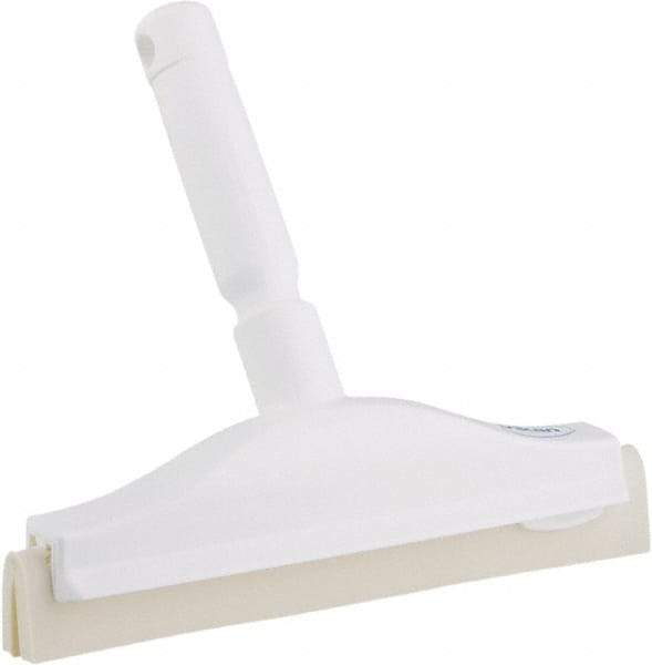 Vikan - 10" Foam Rubber Blade Bench Squeegee - Double Edge, White, Plastic Holder - Exact Industrial Supply
