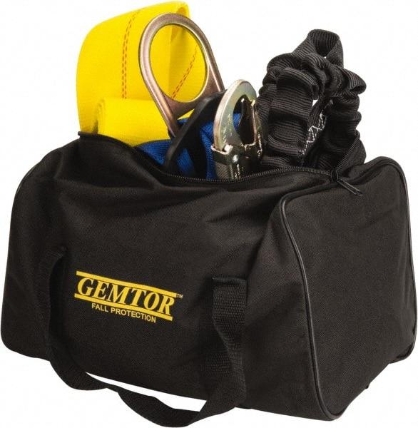 Gemtor - Universal Size, 310 Lb. Capacity, Polyester General Use Fall Protection Kit - Back D Ring, 6 Ft. Lanyard Long, Black - Exact Industrial Supply