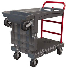 Rubbermaid - 750 Lb Capacity Structural Foam/Steel Platform Truck - Structural Foam Deck, 24-1/4" OAW, 65-7/8" Platform Length, Rubber Casters - Exact Industrial Supply