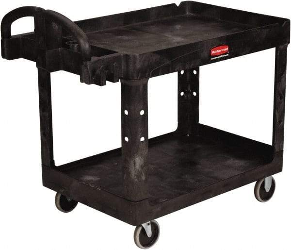 Rubbermaid - 750 Lb Capacity, 25" Wide x 53-5/8" Long x 35-3/4" High Standard Utility Cart - 2 Shelf, Plastic - Exact Industrial Supply