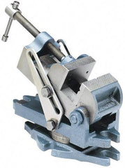 Palmgren - 2-7/8" Jaw Width, 2-1/2" Jaw Opening Capacity, Angle Stationary Machine Vise - Manual Operation, 1 Station, 9" Long x 3-7/8" High x 1-1/2" Deep, 30,000 psi Max Clamp Force, Cast Iron - Exact Industrial Supply