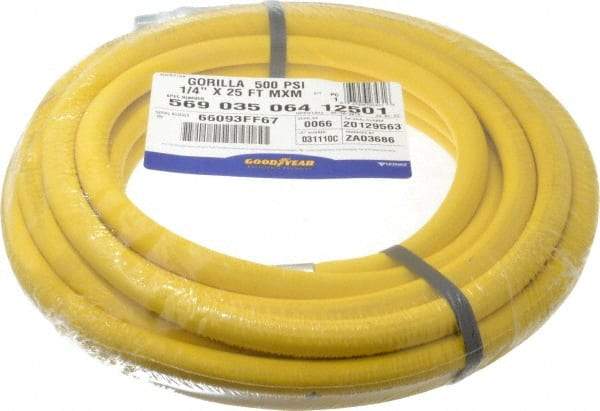 Continental ContiTech - 1/4" ID x 0.61" OD 25' Long Oil Resistant Air Hose - MNPT x MNPT Ends, 500 Working psi, -20 to 190°F, 1/4" Fitting, Yellow - Exact Industrial Supply