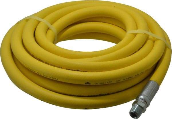 Continental ContiTech - 3/8" ID x 0.73" OD 25' Long Oil Resistant Air Hose - MNPT x MNPT Ends, 500 Working psi, -20 to 190°F, 3/8" Fitting, Yellow - Exact Industrial Supply