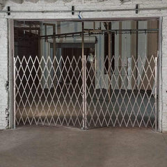 Illinois Engineered Products - 90" High Bi-Parting Folding Gates - Galvanized Steel, Silver - Exact Industrial Supply