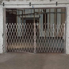 Illinois Engineered Products - 7' High Bi-Parting Folding Gates - Galvanized Steel, Silver - Exact Industrial Supply