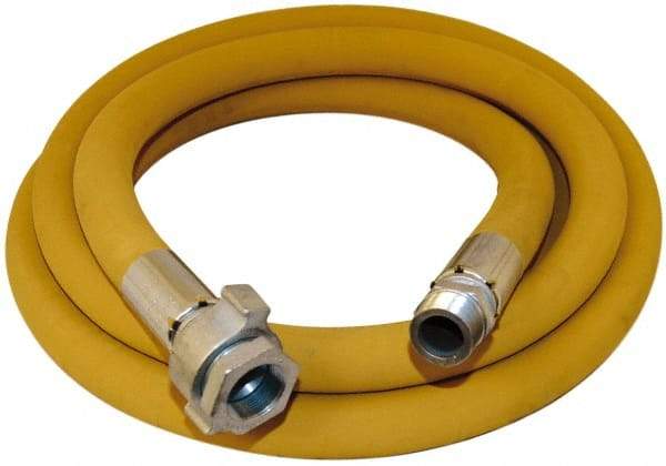 Alliance Hose & Rubber - 1-1/2" ID x 2.05" OD 25' Long Wire Braid Air Hose - Male NPT x Female NPT Ground Joint Swivel Ends, 600 Working psi, -22 to 176°F, 1-1/2" Fitting, Yellow - Exact Industrial Supply