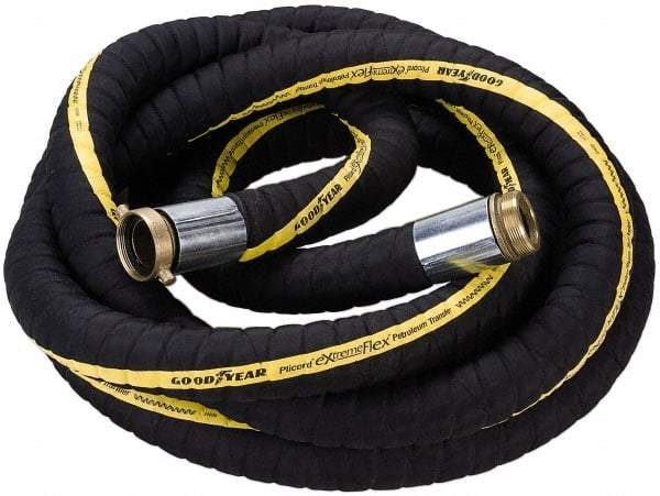 Alliance Hose & Rubber - 2" ID x 2.43" OD x 25' OAL, Male x Female Petroleum Transfer Hose - 250 Max Working psi, -40 to 200°F, 2" Bend Radius, 2" Fitting, Black - Exact Industrial Supply