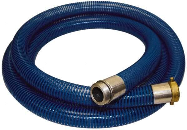 Alliance Hose & Rubber - -40 to 150°F, 2" Inside x 2.33" Outside Diam, PVC Liquid Suction & Discharge Hose - Transparent Blue, 20' Long, 29 Vacuum Rating, 80 psi Working Pressure - Exact Industrial Supply