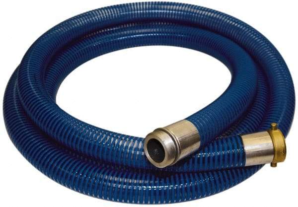 Alliance Hose & Rubber - -40 to 150°F, 1-1/2" Inside x 1.77" Outside Diam, PVC Liquid Suction & Discharge Hose - Transparent Blue, 20' Long, 29 Vacuum Rating, 89 psi Working Pressure - Exact Industrial Supply