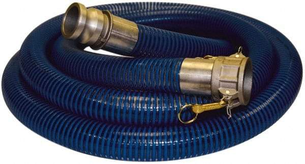 Alliance Hose & Rubber - -40 to 150°F, 4" Inside x 4-1/2" Outside Diam, PVC Liquid Suction & Discharge Hose - Transparent Blue, 25' Long, 29 Vacuum Rating, 55 psi Working Pressure - Exact Industrial Supply