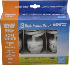 Value Collection - 18 Watt Fluorescent Residential/Office Medium Screw Lamp - 2,700°K Color Temp, 1,200 Lumens, T2, 12,000 hr Avg Life - Exact Industrial Supply