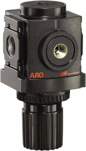 ARO/Ingersoll-Rand - 1/4 NPT Port, 86 CFM, Aluminum Compact Regulator - 0 to 140 psi Range, 250 Max psi Supply Pressure, 1/8" Gauge Port Thread, 2.705" Wide x 4.772" High - Exact Industrial Supply