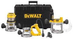 DeWALT - 2.25 hp, 8,000 to 24,000 RPM, Three Base Router Kit - 12 Amps, 1/4 and 1/2 Inch Collet - Exact Industrial Supply