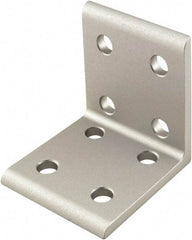 80/20 Inc. - 50mm Wide, Open Shelving 8 Hole Inside Corner Bracket - Aluminum, Clear Anodized Finish, 47mm Long, Use with 25 Series & Bolt Kit 75-3404 - Exact Industrial Supply