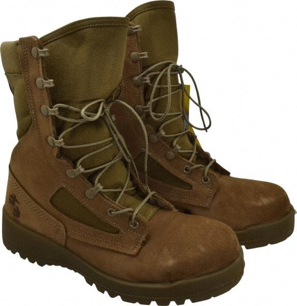 Belleville - Men's Size 8 Medium Width Steel Military Boot - Desert Tan, Leather, Nylon Upper, Rubber Outsole, 8" High, Hot Weather - Exact Industrial Supply