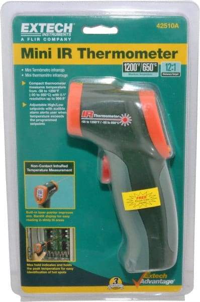 Extech - -50 to 650°C (-58 to 1200°F) Infrared Thermometer - 12:1 Distance to Spot Ratio - Exact Industrial Supply