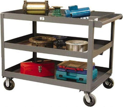 Strong Hold - 2,000 Lb Capacity, 32" Wide x 48" Long x 40" High Service Cart - 3 Shelf, Steel, Swivel Casters - Exact Industrial Supply