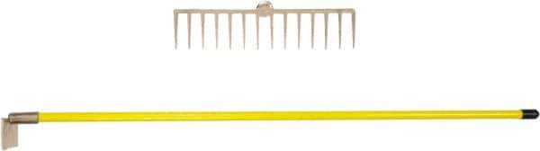 Ampco - Rake with 58" Straight Fiberglass Handle - 14-1/4" Blade Width, 14 Tines, 2-3/4" Tine Length - Exact Industrial Supply