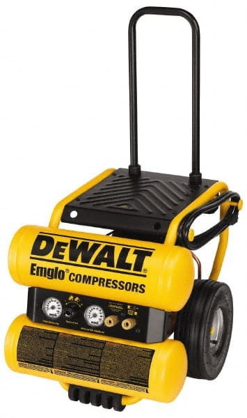 DeWALT - 1.1 HP, 3.8 CFM Wheeled Dolly Style Electric Oil Lube Compressor - Exact Industrial Supply