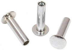 RivetKing - 0.134 to 0.141" Hole Diam, Round Head, Zinc Plated Steel, Semi Tubular Rivet - 3/8 Head Diam, 1" Length Under Head, 3/16 Body Diam - Exact Industrial Supply