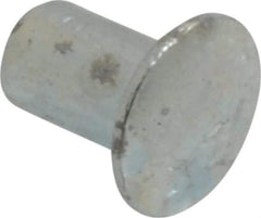 RivetKing - 0.084 to 0.09" Hole Diam, Round Head, Zinc Plated Steel, Semi Tubular Rivet - 7/32 Head Diam, 3/16" Length Under Head, 1/8 Body Diam - Exact Industrial Supply