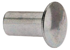 RivetKing - 0.084 to 0.09" Hole Diam, Round Head, Zinc Plated Steel, Semi Tubular Rivet - 7/32 Head Diam, 1/4" Length Under Head, 1/8 Body Diam - Exact Industrial Supply