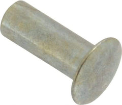 RivetKing - 0.084 to 0.09" Hole Diam, Round Head, Zinc Plated Steel, Semi Tubular Rivet - 7/32 Head Diam, 5/16" Length Under Head, 1/8 Body Diam - Exact Industrial Supply