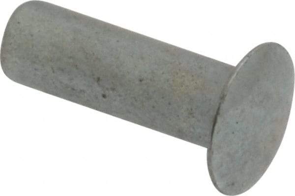 RivetKing - 0.084 to 0.09" Hole Diam, Round Head, Zinc Plated Steel, Semi Tubular Rivet - 7/32 Head Diam, 3/8" Length Under Head, 1/8 Body Diam - Exact Industrial Supply