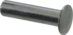 RivetKing - 0.084 to 0.09" Hole Diam, Round Head, Zinc Plated Steel, Semi Tubular Rivet - 7/32 Head Diam, 1/2" Length Under Head, 1/8 Body Diam - Exact Industrial Supply