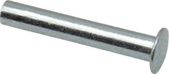 RivetKing - 0.084 to 0.09" Hole Diam, Round Head, Zinc Plated Steel, Semi Tubular Rivet - 7/32 Head Diam, 3/4" Length Under Head, 1/8 Body Diam - Exact Industrial Supply