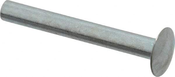 RivetKing - 0.084 to 0.09" Hole Diam, Round Head, Zinc Plated Steel, Semi Tubular Rivet - 7/32 Head Diam, 1" Length Under Head, 1/8 Body Diam - Exact Industrial Supply