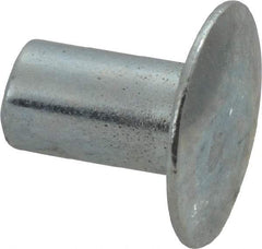 RivetKing - 0.1 to 0.17" Hole Diam, Round Head, Zinc Plated Steel, Semi Tubular Rivet - 5/16 Head Diam, 1/4" Length Under Head, 9/64 Body Diam - Exact Industrial Supply