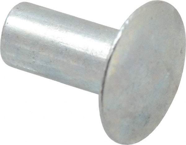 RivetKing - 0.1 to 0.17" Hole Diam, Round Head, Zinc Plated Steel, Semi Tubular Rivet - 5/16 Head Diam, 5/16" Length Under Head, 9/64 Body Diam - Exact Industrial Supply