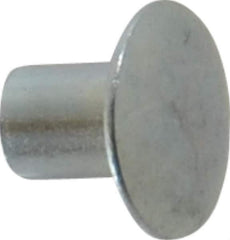 RivetKing - 0.134 to 0.141" Hole Diam, Round Head, Zinc Plated Steel, Semi Tubular Rivet - 3/8 Head Diam, 1/4" Length Under Head, 3/16 Body Diam - Exact Industrial Supply