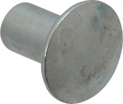 RivetKing - 0.134 to 0.141" Hole Diam, Round Head, Zinc Plated Steel, Semi Tubular Rivet - 3/8 Head Diam, 5/16" Length Under Head, 3/16 Body Diam - Exact Industrial Supply