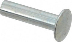 RivetKing - 0.134 to 0.141" Hole Diam, Round Head, Zinc Plated Steel, Semi Tubular Rivet - 3/8 Head Diam, 3/4" Length Under Head, 3/16 Body Diam - Exact Industrial Supply