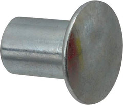 RivetKing - 0.176 to 0.184" Hole Diam, Round Head, Zinc Plated Steel, Semi Tubular Rivet - 7/16 Head Diam, 3/8" Length Under Head, 1/4 Body Diam - Exact Industrial Supply