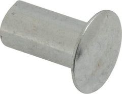 RivetKing - 0.176 to 0.184" Hole Diam, Round Head, Zinc Plated Steel, Semi Tubular Rivet - 7/16 Head Diam, 1/2" Length Under Head, 1/4 Body Diam - Exact Industrial Supply