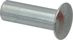 RivetKing - 0.176 to 0.184" Hole Diam, Round Head, Zinc Plated Steel, Semi Tubular Rivet - 7/16 Head Diam, 3/4" Length Under Head, 1/4 Body Diam - Exact Industrial Supply