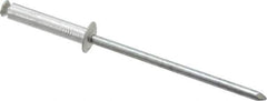 RivetKing - Dome Head Aluminum Peel Blind Rivet - Steel Mandrel, 1/8" to 0.433" Grip, 0.255" Head Diam, 0.129" Max Hole Diam, 0.630 to 0.669" Length Under Head, 1/8" Body Diam - Exact Industrial Supply