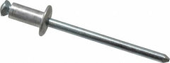 RivetKing - Dome Head Aluminum Peel Blind Rivet - Steel Mandrel, 0.188" to 0.197" Grip, 3/8" Head Diam, 0.196" Max Hole Diam, 0.394 to 0.433" Length Under Head, 3/16" Body Diam - Exact Industrial Supply