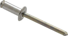 RivetKing - Dome Head Aluminum Peel Blind Rivet - Steel Mandrel, 0.188" to 0.275" Grip, 3/8" Head Diam, 0.196" Max Hole Diam, 0.511" Length Under Head, 3/16" Body Diam - Exact Industrial Supply
