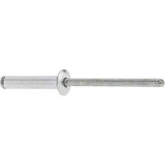 RivetKing - Dome Head Aluminum Peel Blind Rivet - Steel Mandrel, 0.188" to 0.748" Grip, 3/8" Head Diam, 0.196" Max Hole Diam, 0.945 to 0.984" Length Under Head, 3/16" Body Diam - Exact Industrial Supply
