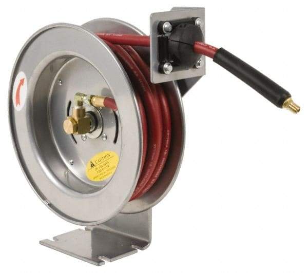 PRO-SOURCE - 75' Spring Retractable Hose Reel - 300 psi, Hose Included - Exact Industrial Supply