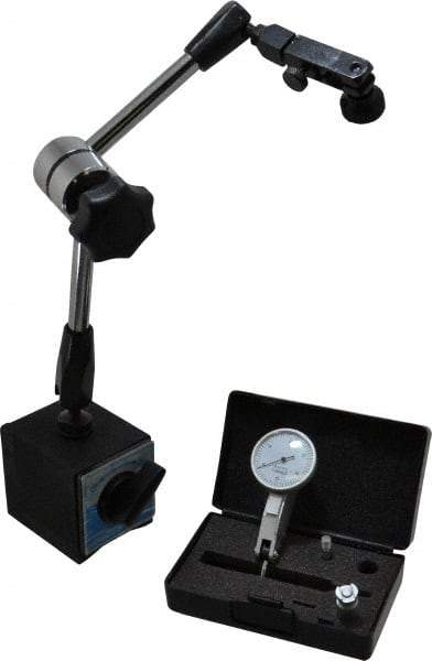 Value Collection - 0.0005" Graduation, 0-15-0 Dial Reading, Indicator & Base Kit - 2-1/2" Base Length x 2" Base Width x 2-1/8" Base Height - Exact Industrial Supply