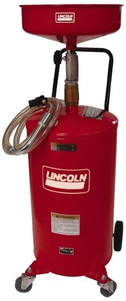 Lincoln - 18 Gal Pressurized Evacuation Drain Container with Casters - Red with 14" Bowl, 40" Long Hose - Exact Industrial Supply