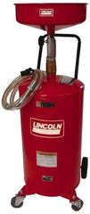 Lincoln - 18 Gal Pressurized Evacuation Drain Container with Casters - Red with 14" Bowl, 40" Long Hose - Exact Industrial Supply