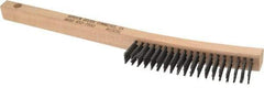 Gordon Brush - 3 Rows x 19 Columns Steel Scratch Brush - 13-3/4" OAL, 1-1/8" Trim Length, Wood Curved Handle - Exact Industrial Supply